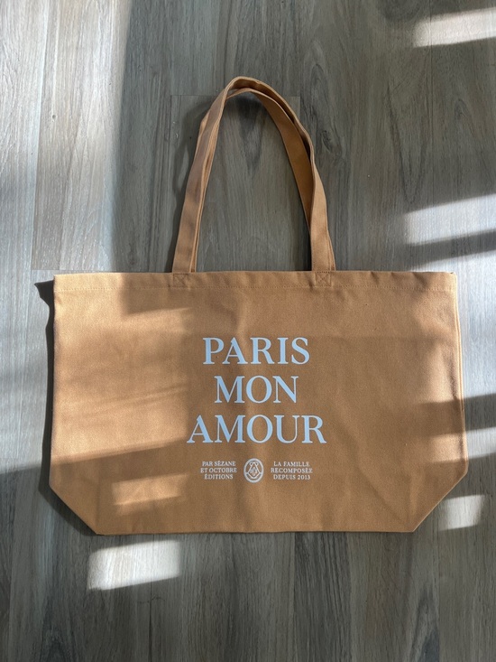 Sezane Handbags - Sezane Tan 'Paris Mon Amour' Canvas Tote